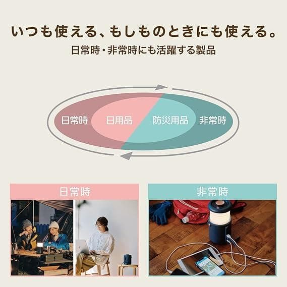 ELECOM DE-P02DBU ポータブル電源 & LEDランタン 防災