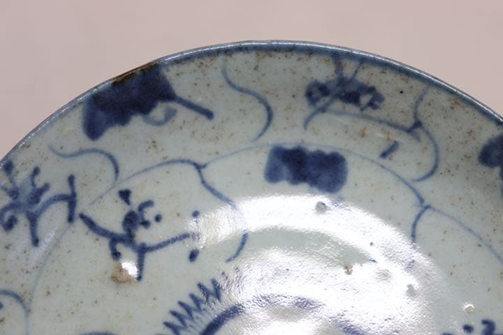 中国　清朝期　染付中皿　アンティーク　送料込み0815