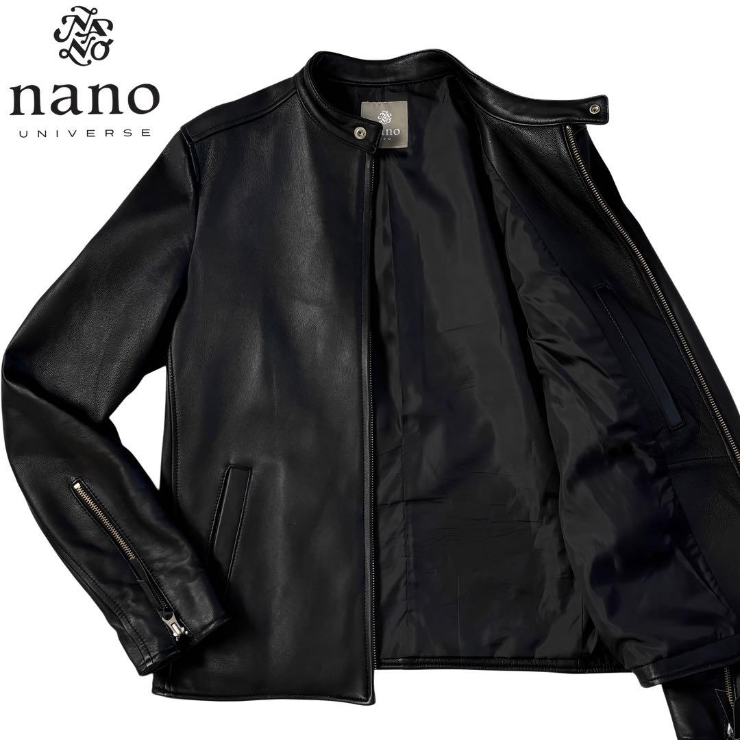 [美品] ナノユニバース　ラムレザー　羊革 L 黒　シングル ライダース