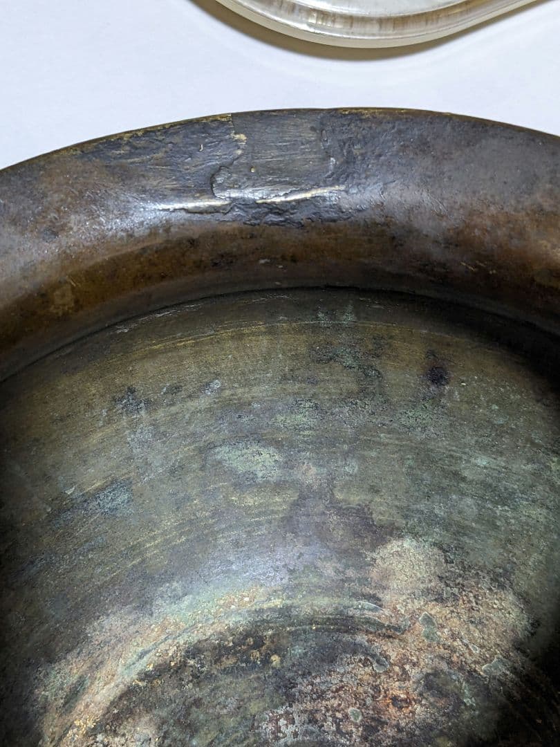 ♦江戸時代後！希少 レア物 唐金 打出し 山水図 建水 香炉 骨董品