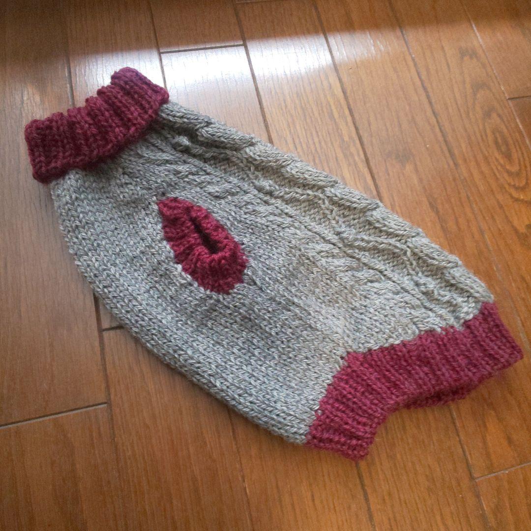 ●専用● 犬服 手編みアランセーター バイカラー ケーブル模様