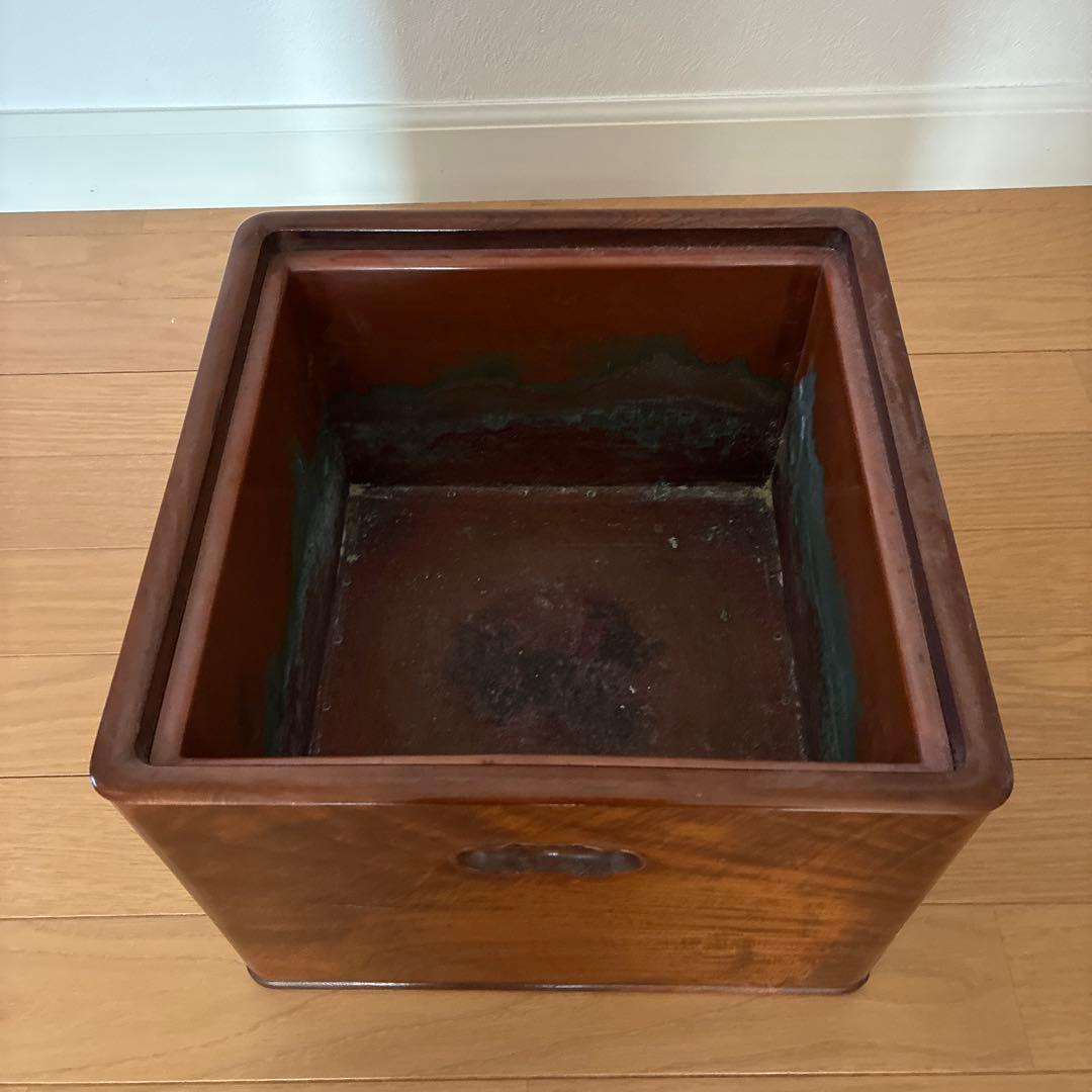 木製火鉢 黒江屋漆器店 C2229 古いラベル付き