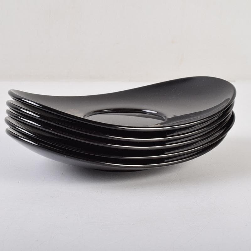 茶道具　輪島塗　三谷吾一作　花草沈金　楕円茶托　五客　共箱　M　R9469