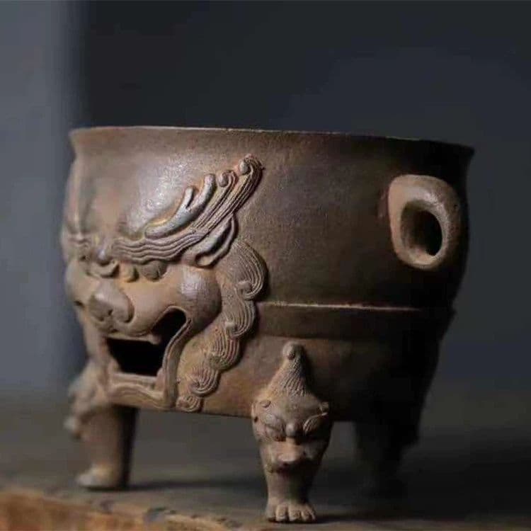 鉄器 炭ストーブ獣頭煮茶炉 虎頭炉 装飾品 工芸品 置物