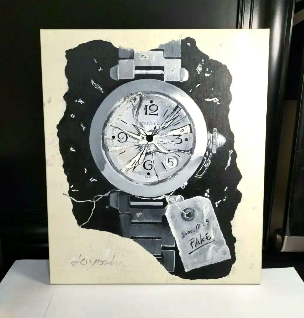 ⭐F10号⭐油彩⭐カッコイイ！時計の絵画⭐ Painting⭐インテリア⭐アート