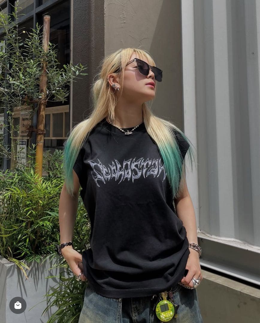 such a stanグラフィックプリント ブラックタンクトップ 完売品