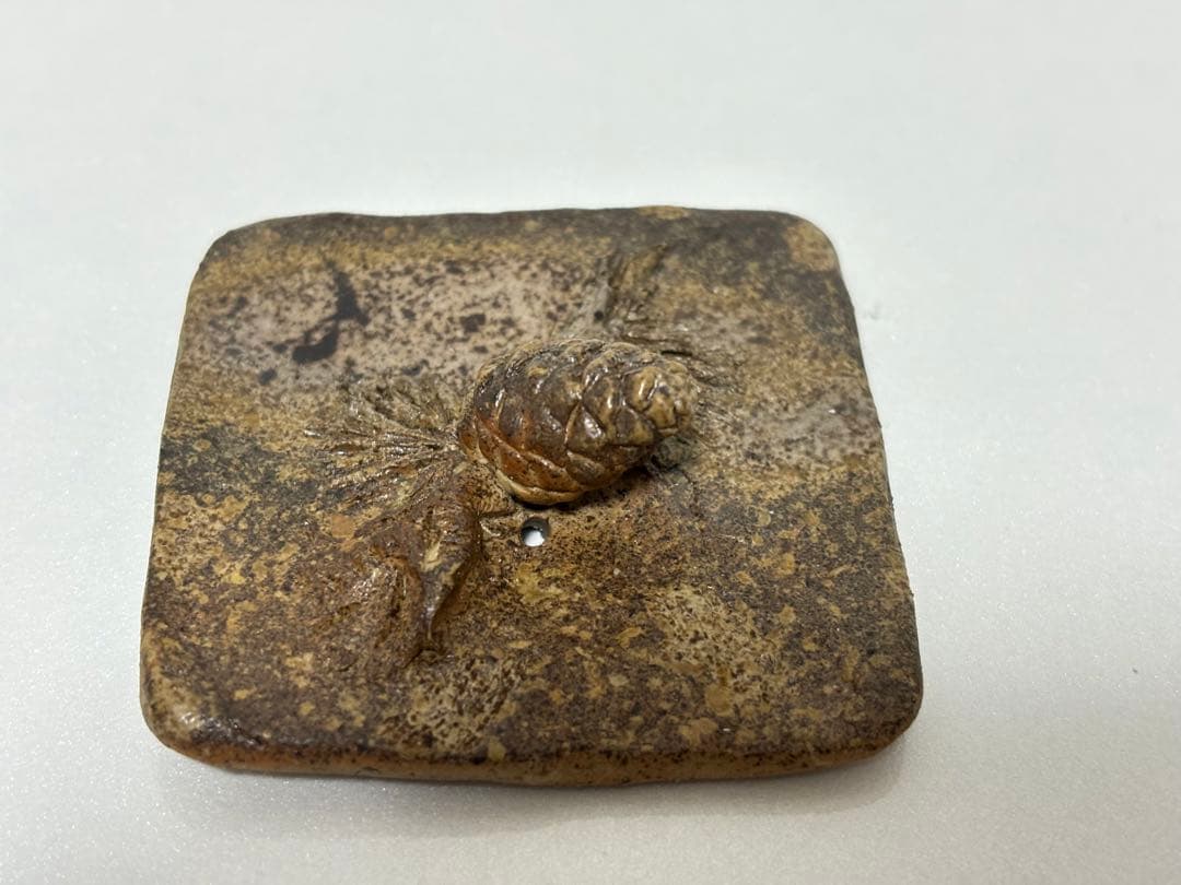 ⑰備前焼 宝瓶 登り窯 松 まつ 4角 手びねり 急須