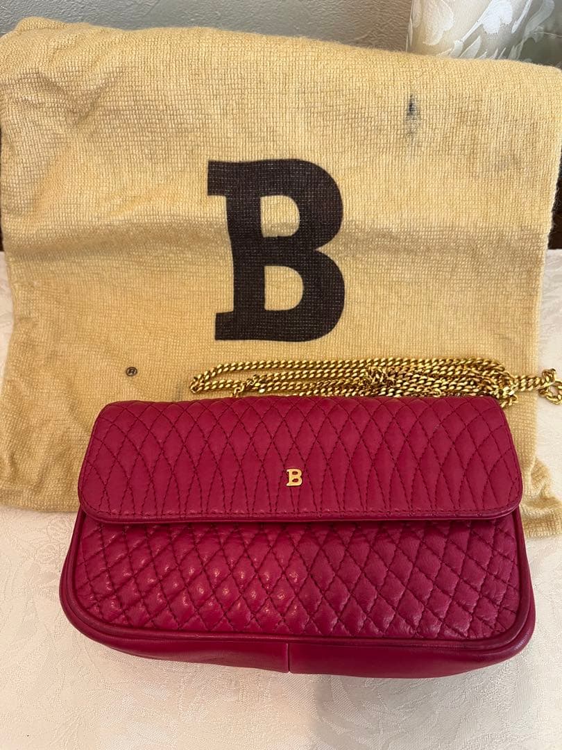 BALLY バリー ヴィンテージ キルティングショルダーバッグ ゴールドチェーン