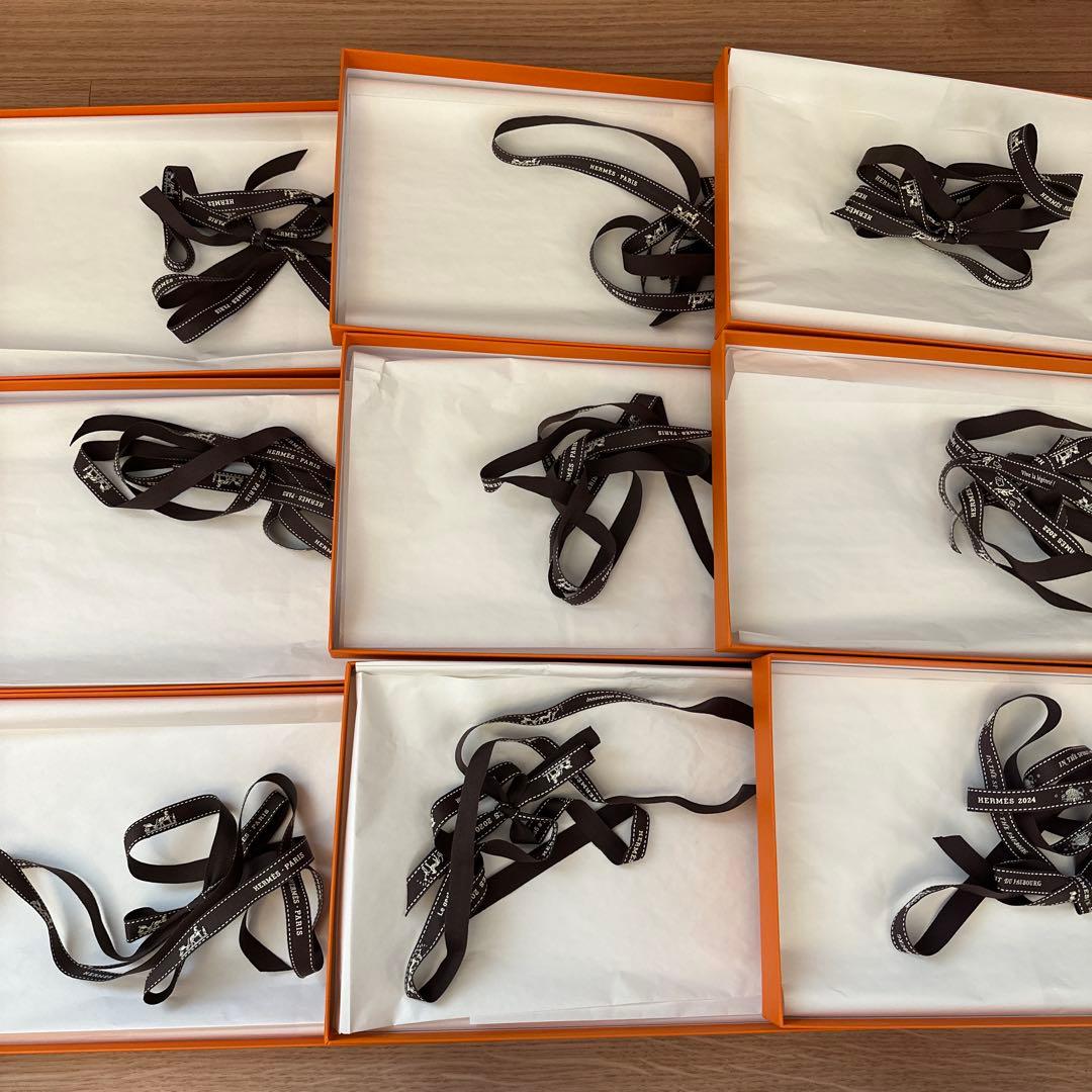 エルメス空箱カレジェアン（カシシルショール用）とリボン9個セット