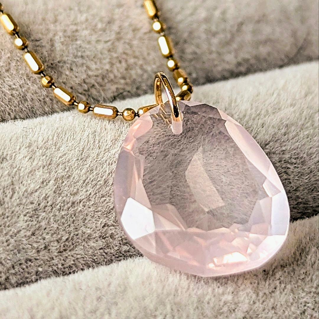 ♢N♢K18 ローズクォーツ 6ct ネックレスチャーム ペンダントトップ