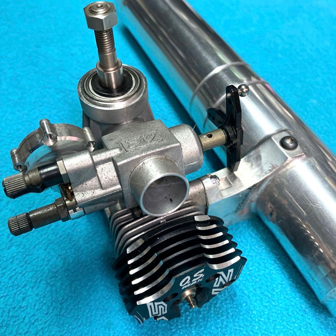 中古、破損有り　RCヘリ用 OS 55HZ-Rエンジン & サイレンサー