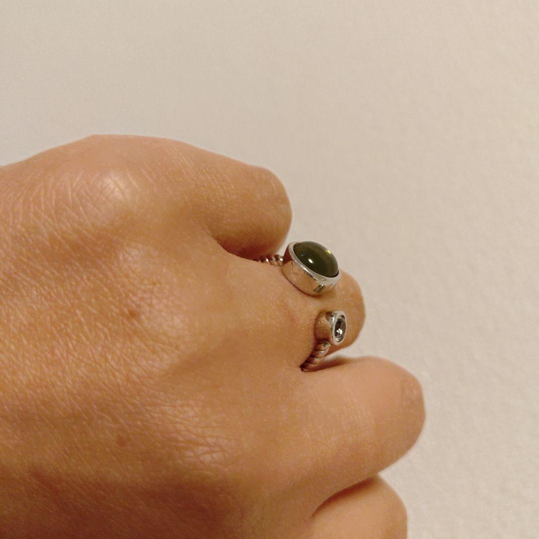 【お値下げ】モルダバイト✕ダンビュライト シルバーリング 13号