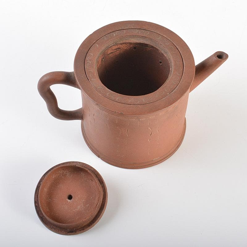 中国　紫砂　朱泥　漢詩文　急須　茶壷　V　R7363