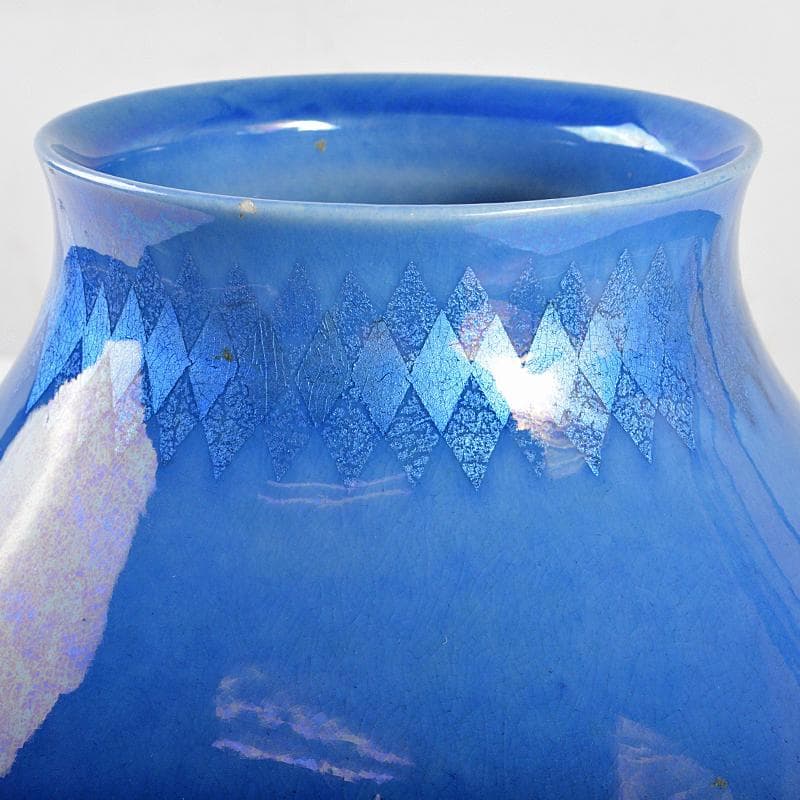 九谷焼　中田一於作　淡青釉裏銀彩　壷　花瓶　V　R5743