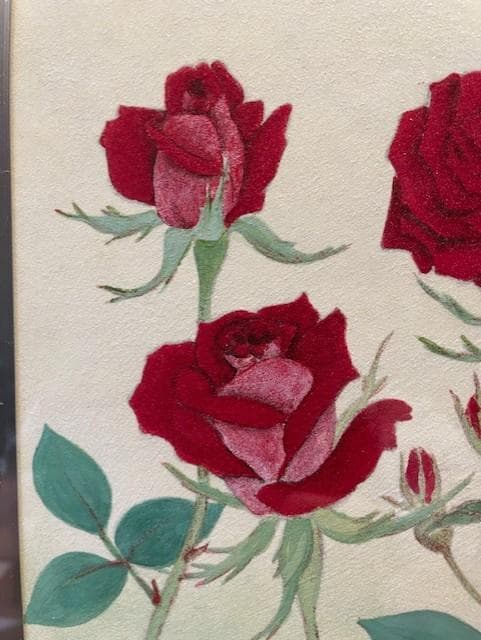 バラの絵 日本画 シルバーのフレーム