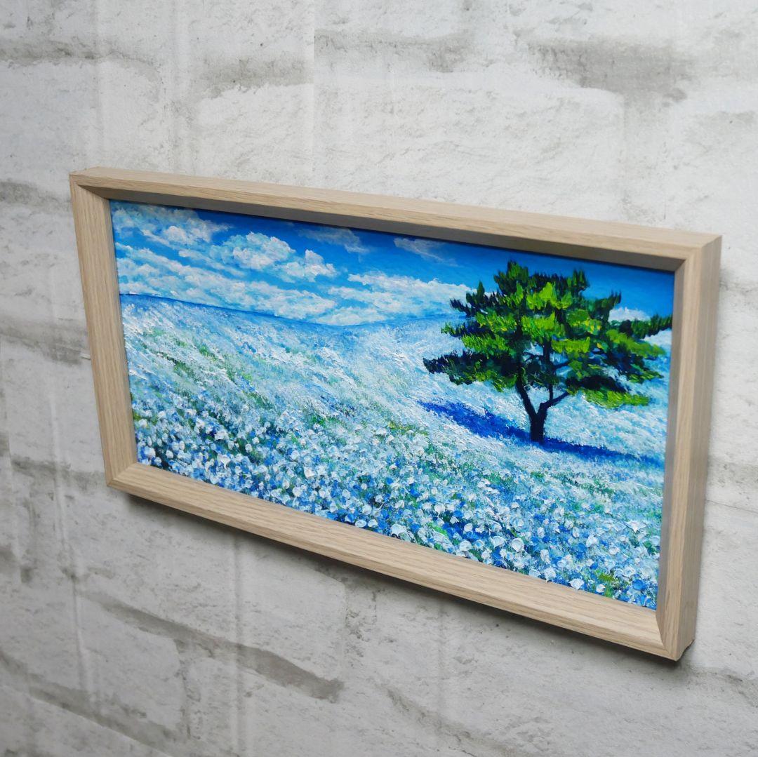 長方形ミニ絵画【ネモフィラの丘】