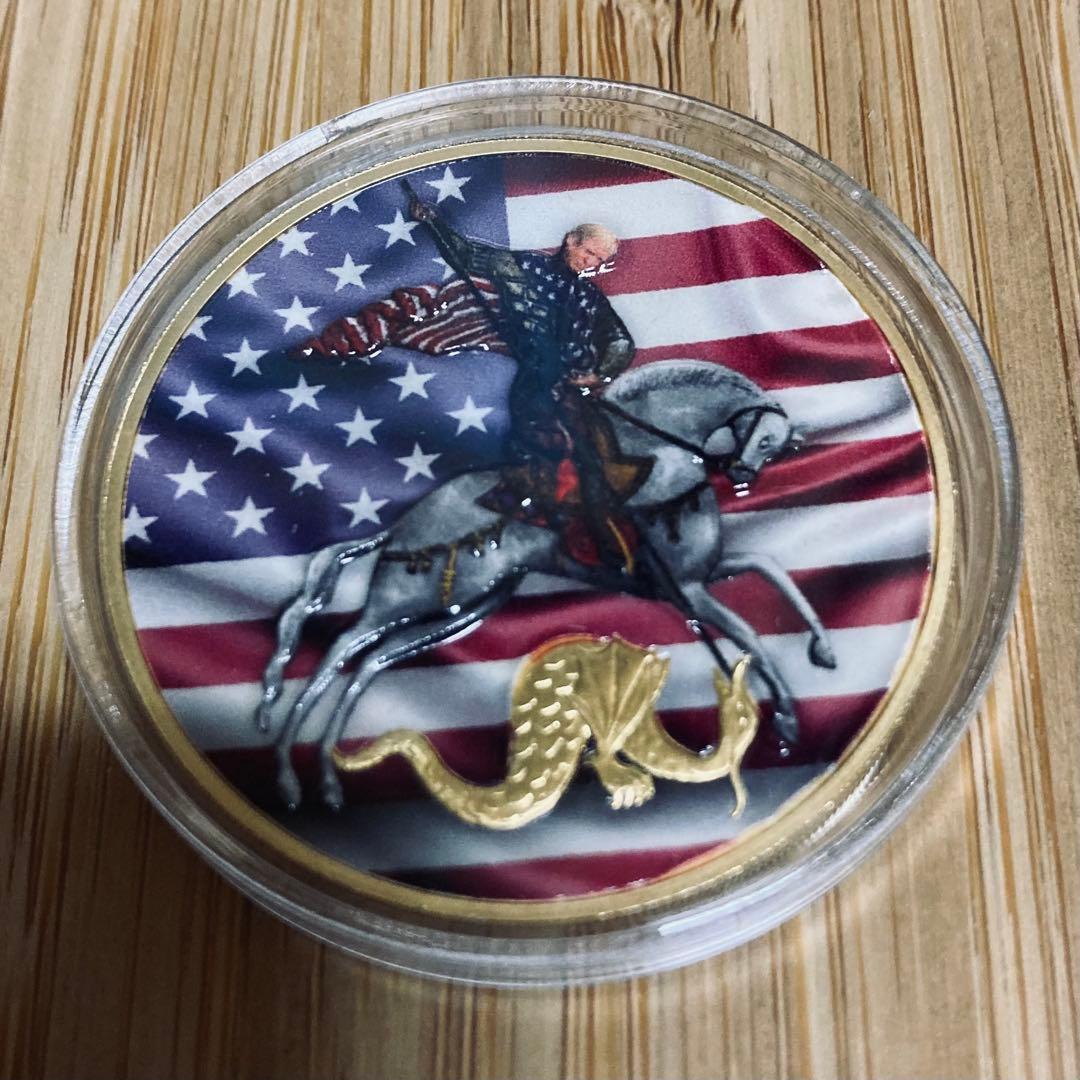 【世界限定200枚】トランプ大統領　カラー銀貨　竜退治