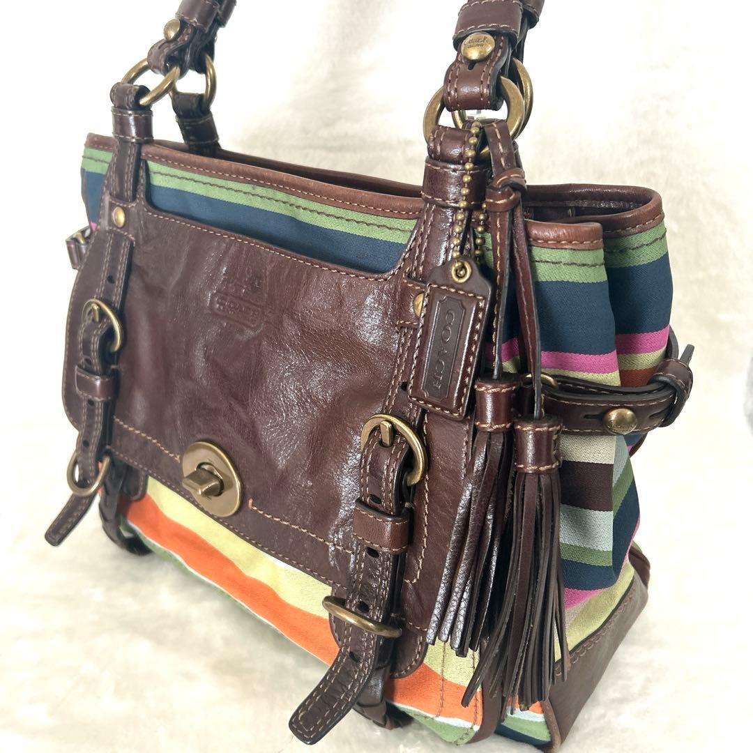 コーチ　トートバッグ　ハンドバック　レザー　ターンロック　A4収納可能　ブラウン