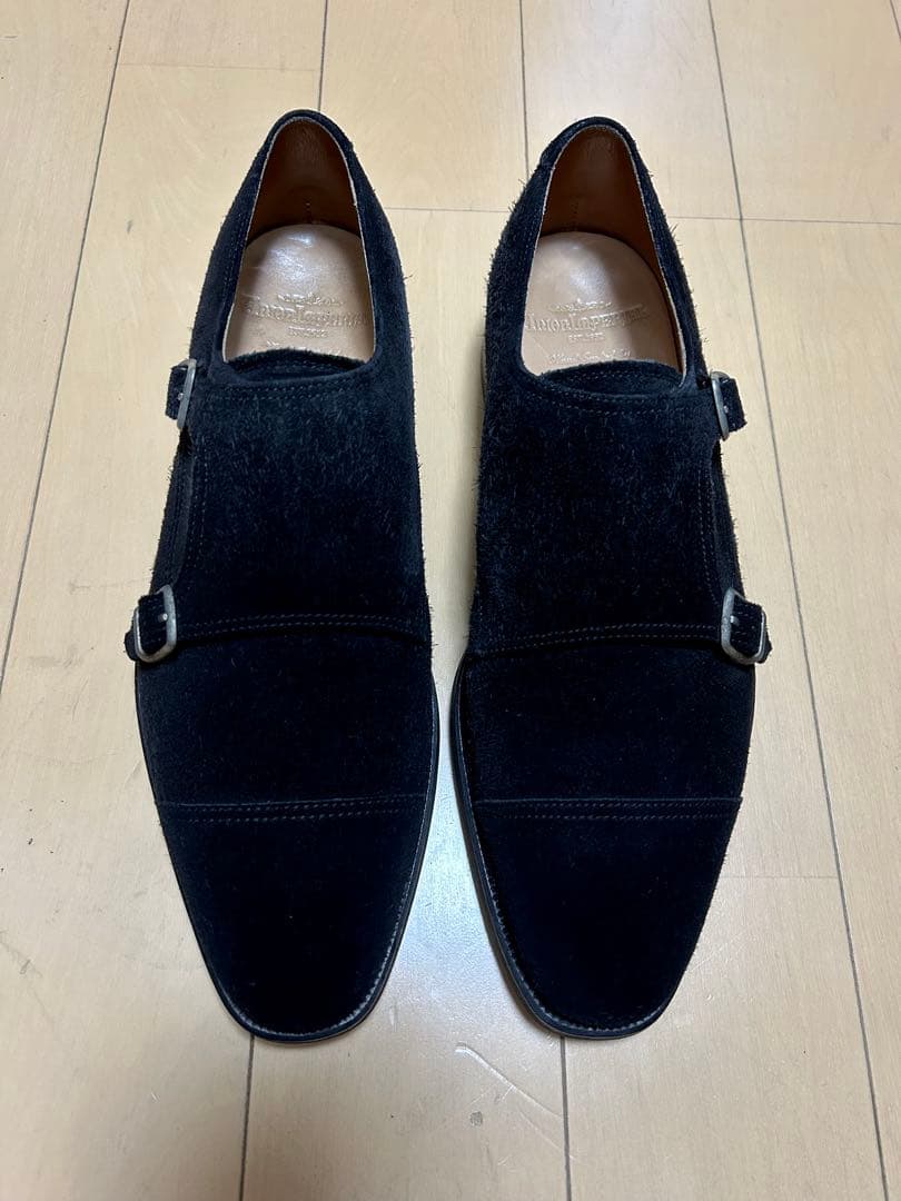 UNION IMPERIAL ダブルモンク黒スエード 26.5cmの大きめ