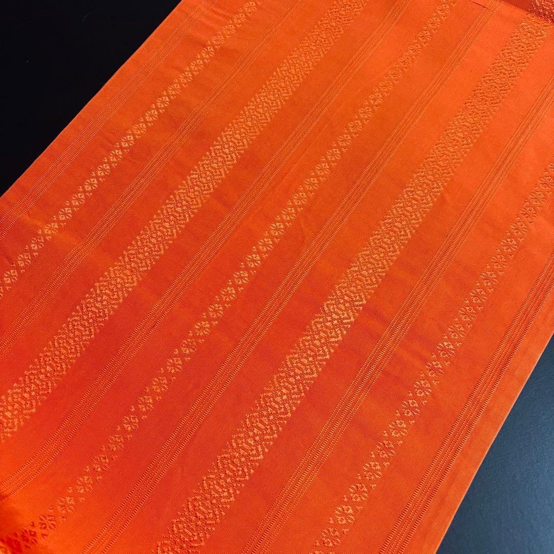 ZY-784 京袋帯 リバーシブル 麻の葉 市松文様 銀糸 献上柄 珍品 高級