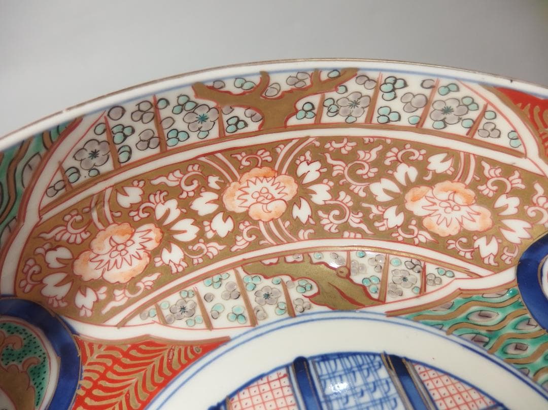 古伊万里錦手石畳紋鉢/和食器/24.6cm