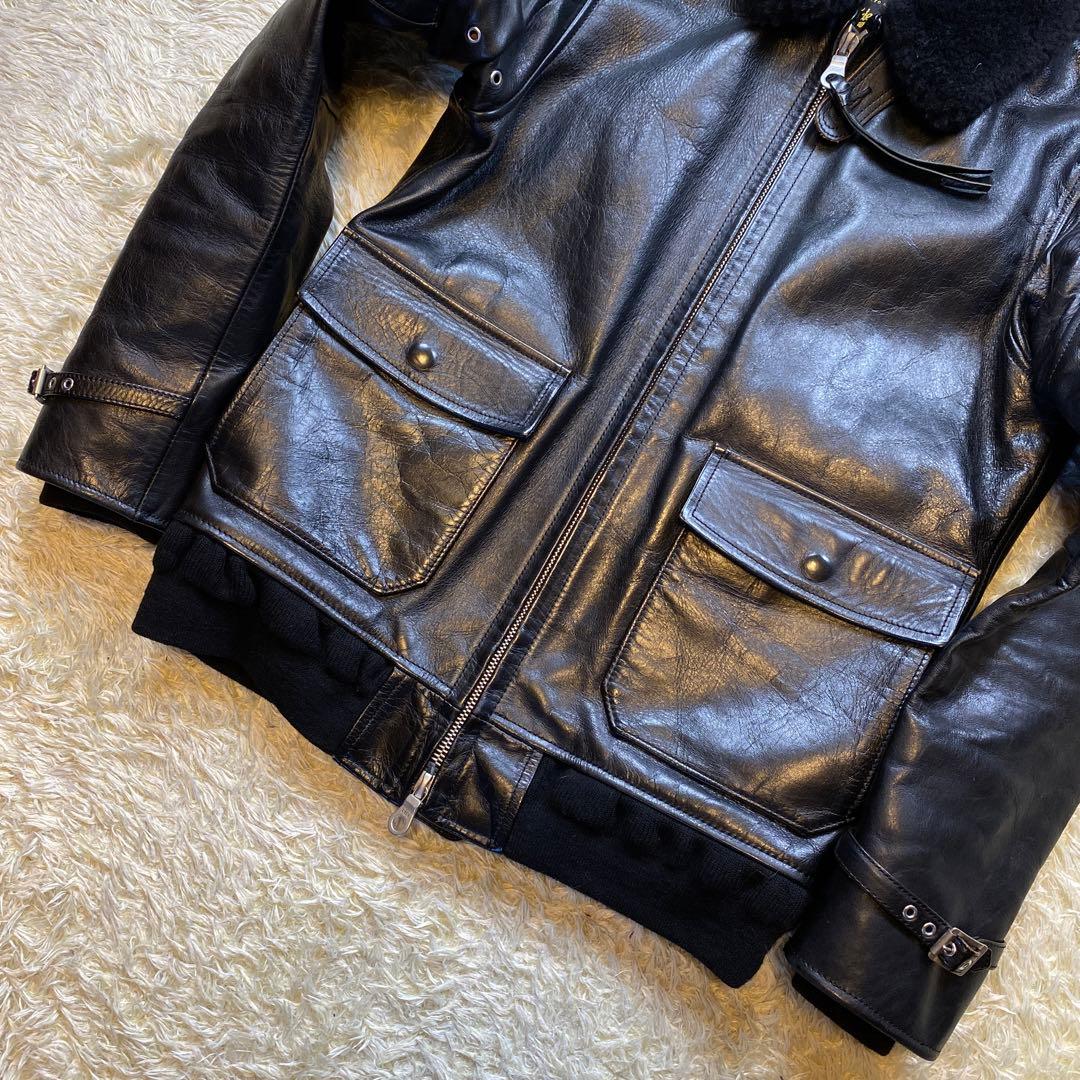 フィンダーズキーパーズ バックボーン G-1 馬革 レザージャケット S 黒色