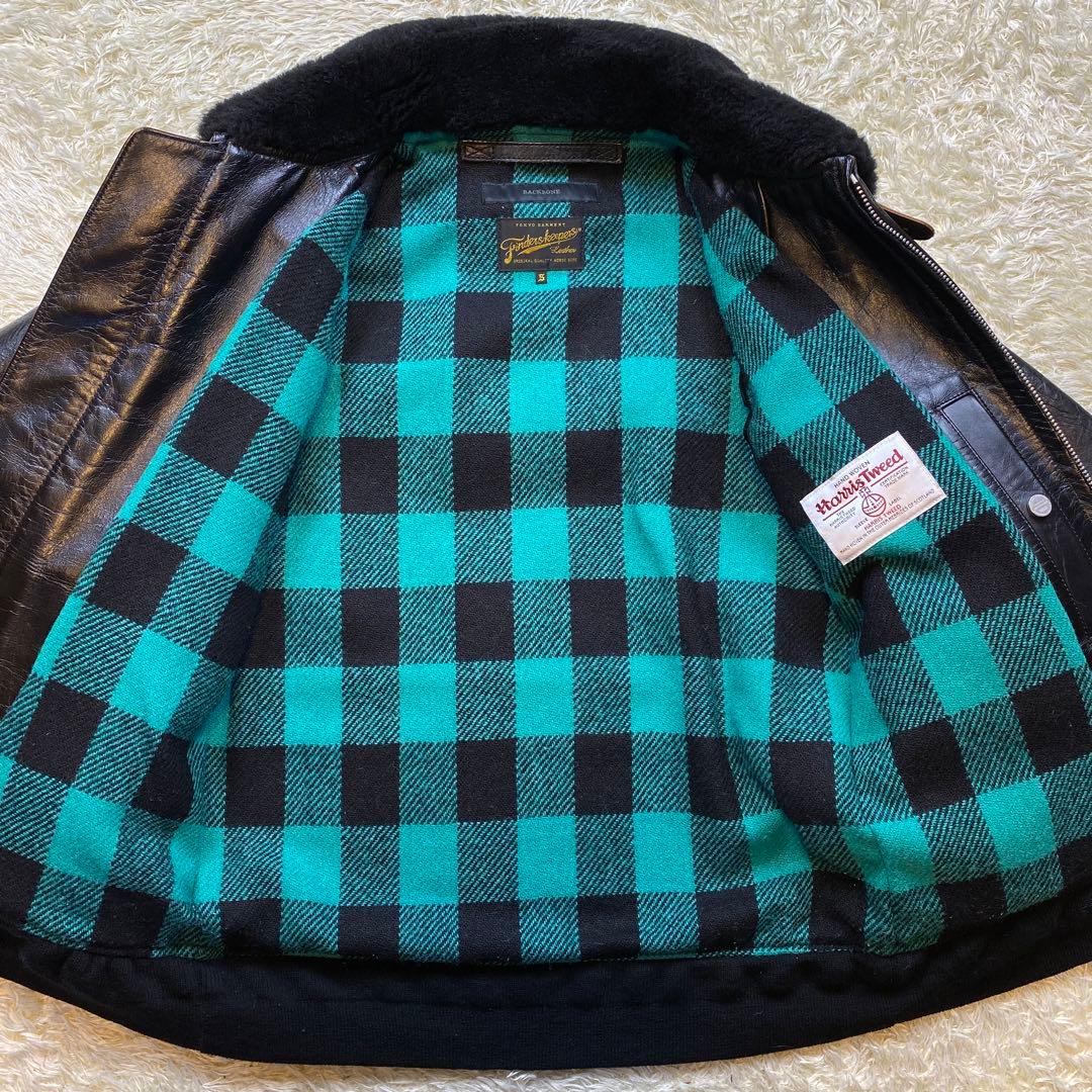 フィンダーズキーパーズ バックボーン G-1 馬革 レザージャケット S 黒色