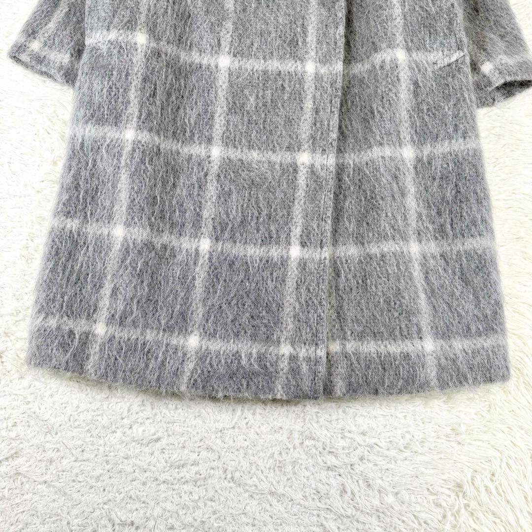 美品✨ 23区 マンテコ生地 シャギーチェック ダブルチェスターコート　グレー