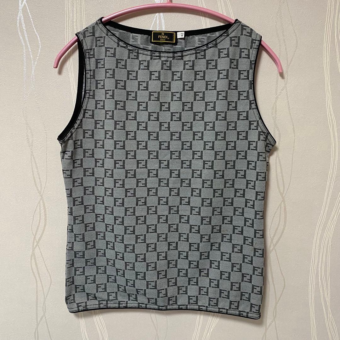 FENDI ズッカ柄 タンクトップ ベスト 42 ヴィンテージ グレー