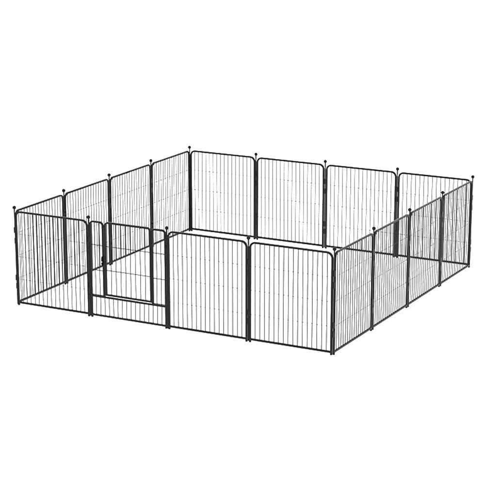 犬 16枚入り ドッグゲージ 金属製 広々多頭飼い 屋内 屋外 ドッグラン