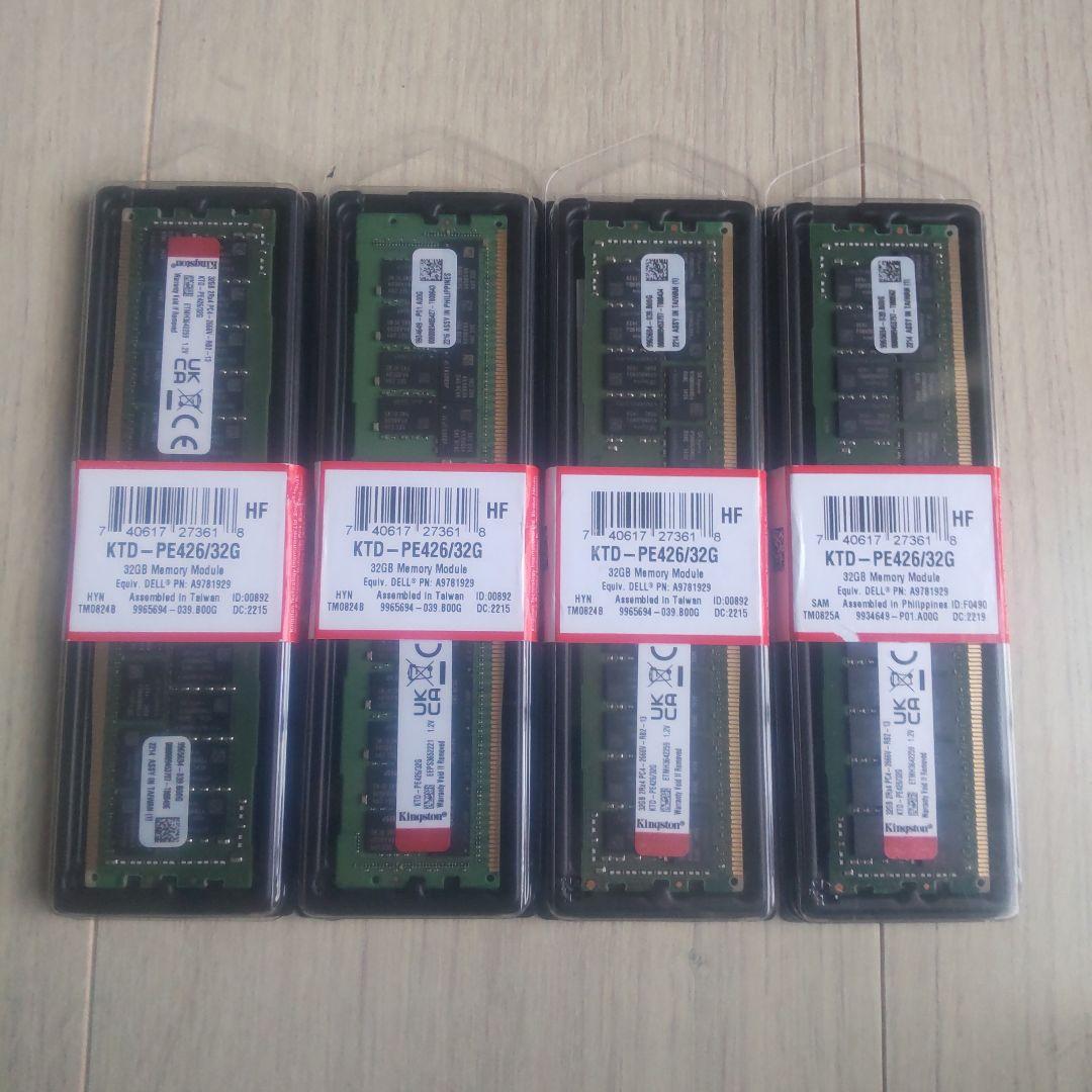KTD-PE246/32G DDR4 32GB メモリ 4枚セット、中古美品