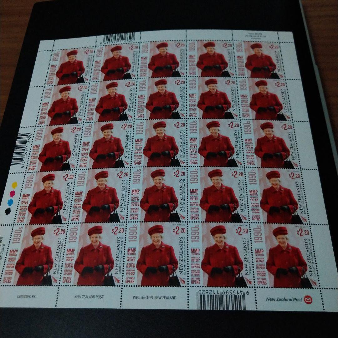 海外切手　ニュージーランド　エリザベス女王最長君臨記念切手　完6種シート未使用品