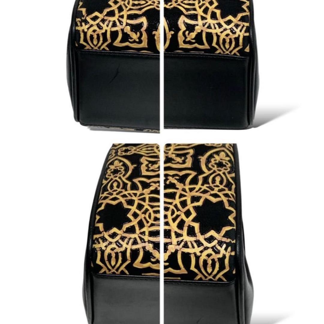 美品 印傳屋 インデンヤ ハンドバッグ 和装バッグ キナート 和風 刺繍 レザー