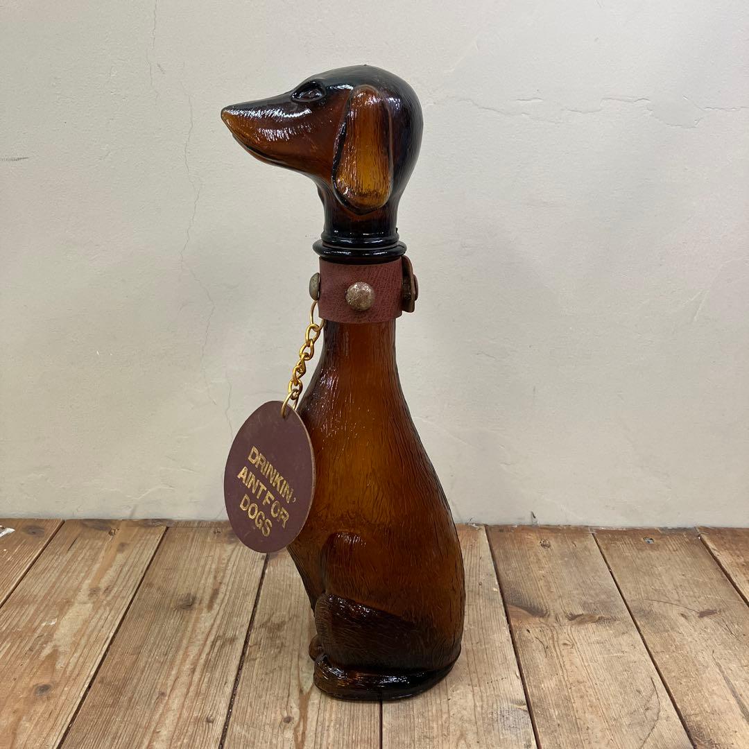 D-4 ② ヴィンテージ ダックスフント ダキャンタ デカンタ アンバーガラス