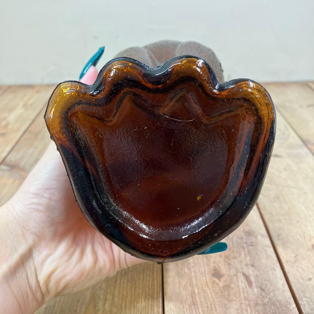 D-4 ② ヴィンテージ ダックスフント ダキャンタ デカンタ アンバーガラス