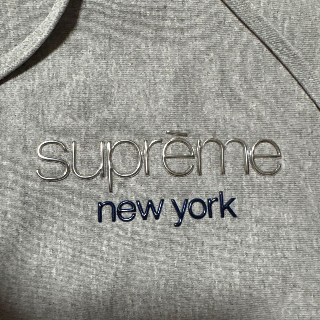 Supreme グレー フーディー パーカー クローム