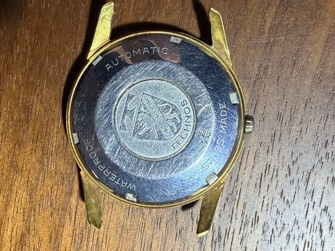 TECHNOS 自動巻き時計 25ジュエル ゴールド 現状品