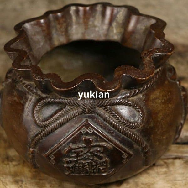 銅細工 福袋 金袋 聚宝盆 置物 装飾品 工芸品 美術品