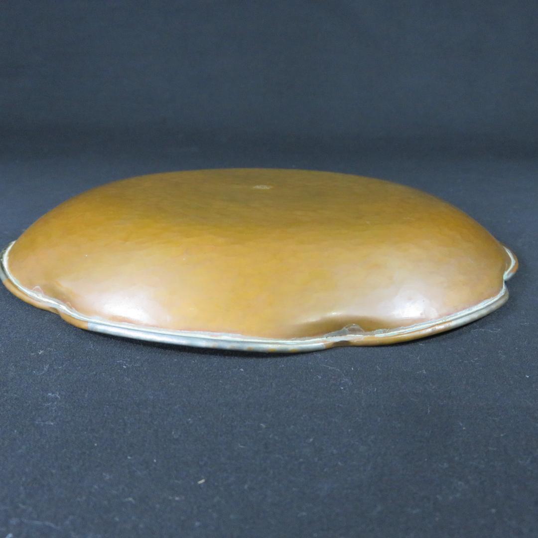 銅製 菓子皿 葉っぱ 落葉 秋 在銘