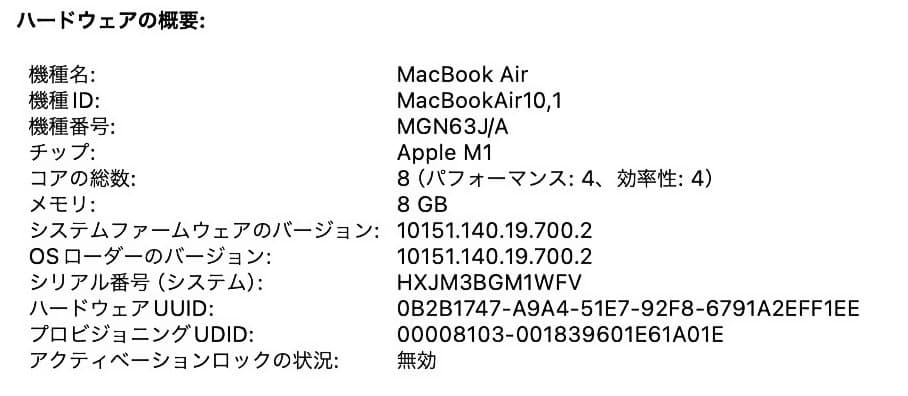 M1 Apple MacBook Air本体 8GM 256GB