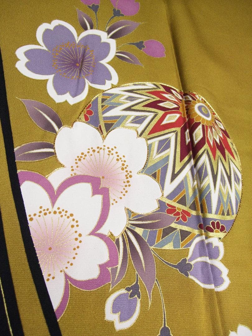 桜尽くし モダン マスタード　西陣じゅらく袋帯　振袖フルセット　ｍ18 成人式