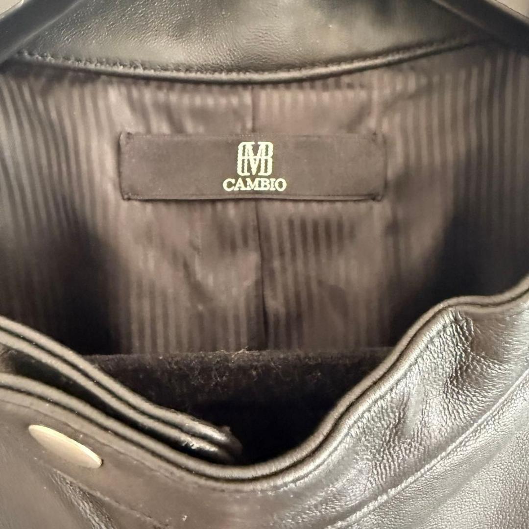 【本革】CAMBIO リアルレザージャケット 羊革 黒 ライダース 新品タグ付き