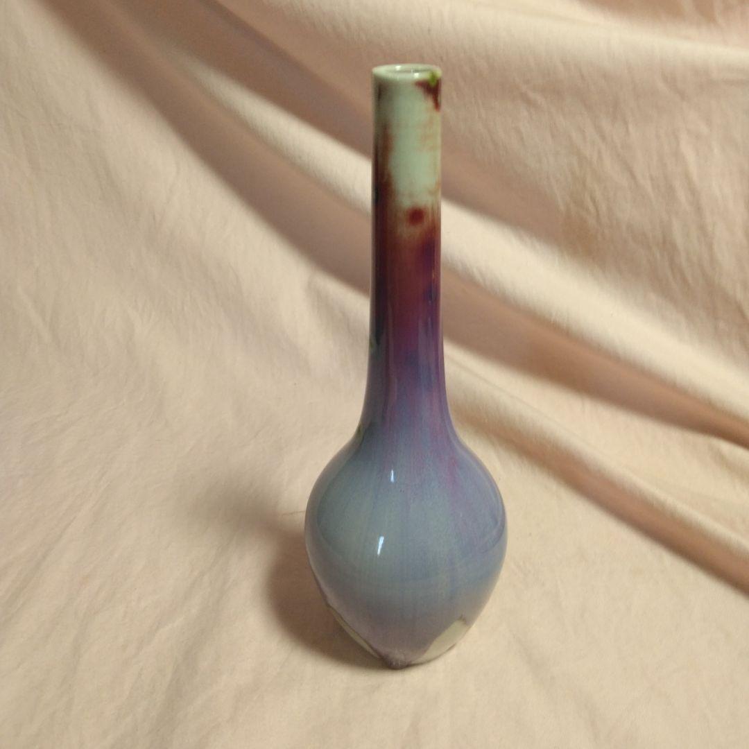 孔雀釉　龍野焼　松山雅英　花入れ