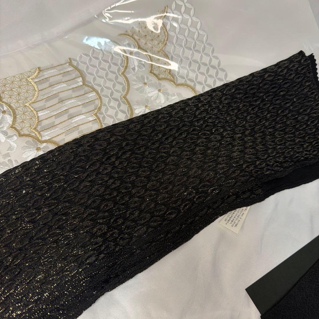 新品　黒　帯締め　帯揚げ　半襟　重ね襟　セット　振袖用　成人式