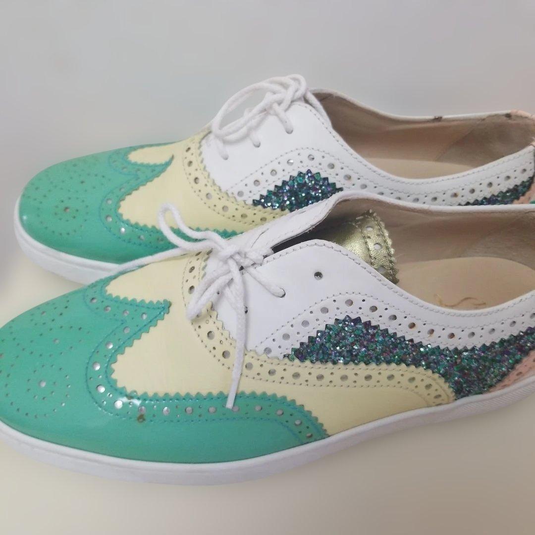 ターコイズ グリッター カジュアルシューズ　ルブタン