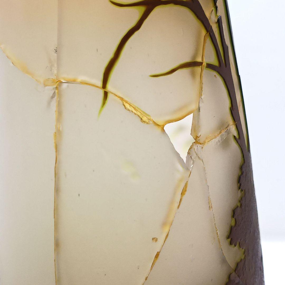 S189-2 エミールガレ 多層ガラス 湖畔文 花瓶 一輪挿し 難あり　HHH