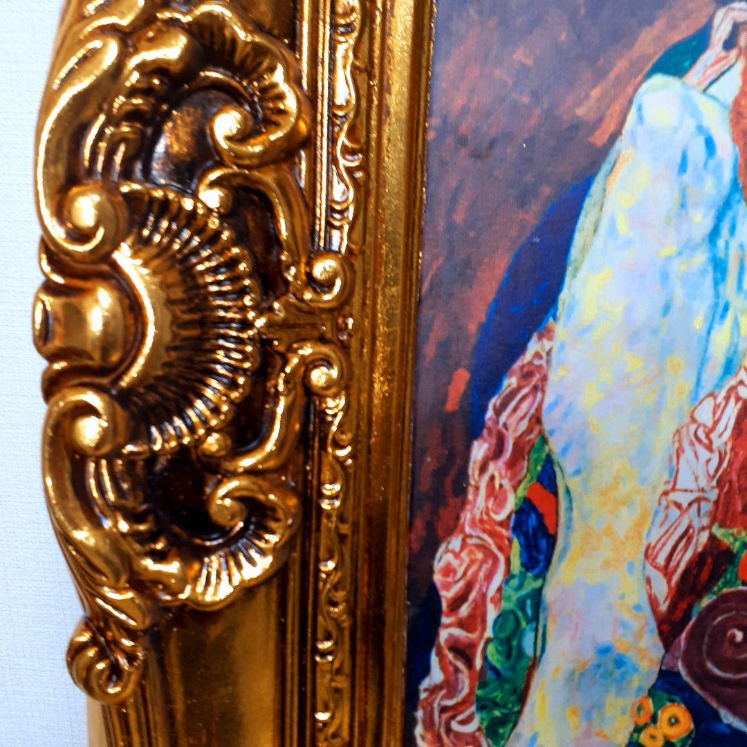 グスタフクリムト作画　TheMaiden　良質キャンバス　豪華　金箔額絵