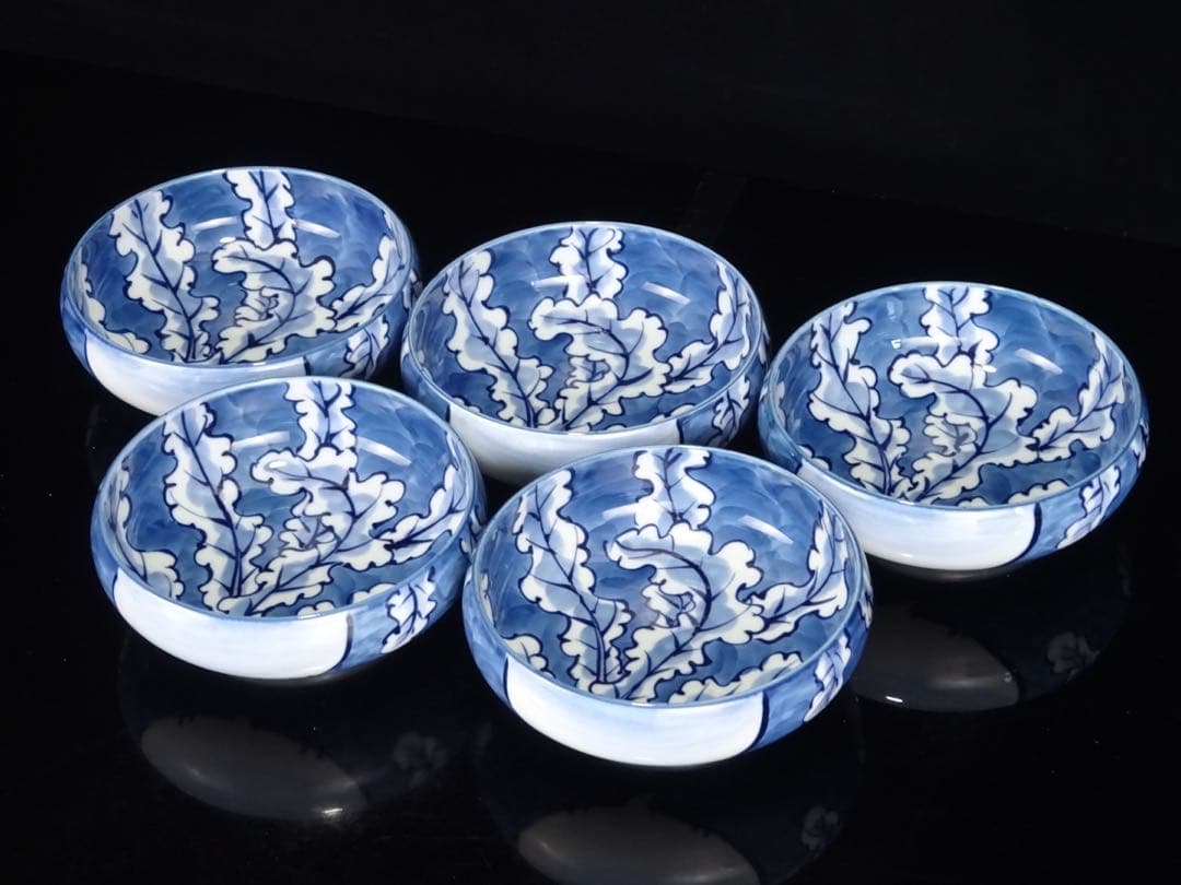 有田焼　館林源右衛門　染濃　根菜図　組皿　中皿　5客　向付　5客　計10客　共箱