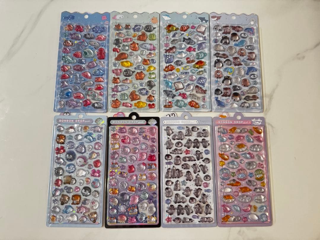 ボンボンドロップシール　海の生き物　深海魚　海獣　海水魚　淡水・水辺の生きもの