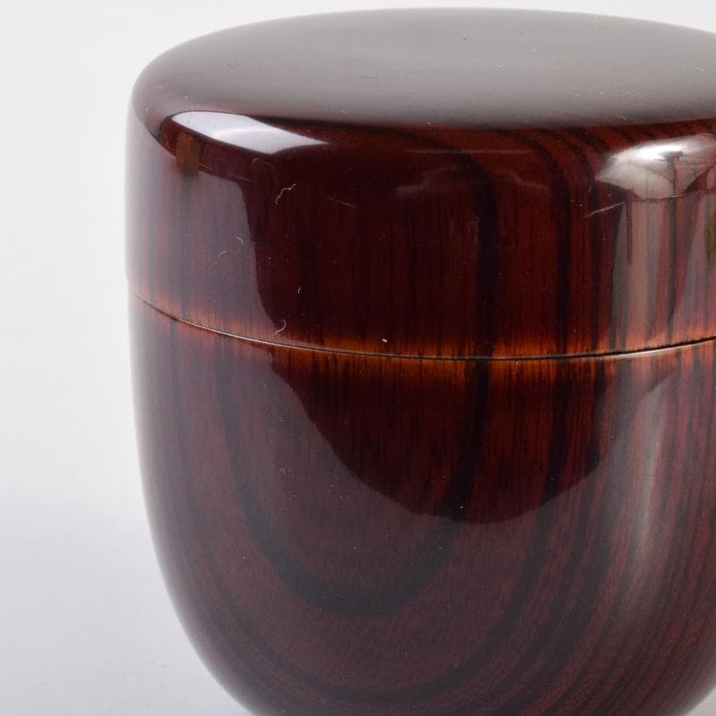 茶道具　山中塗　前端雅峯作　木目　中棗　紫野　前田昌道書付　共箱　V　7072